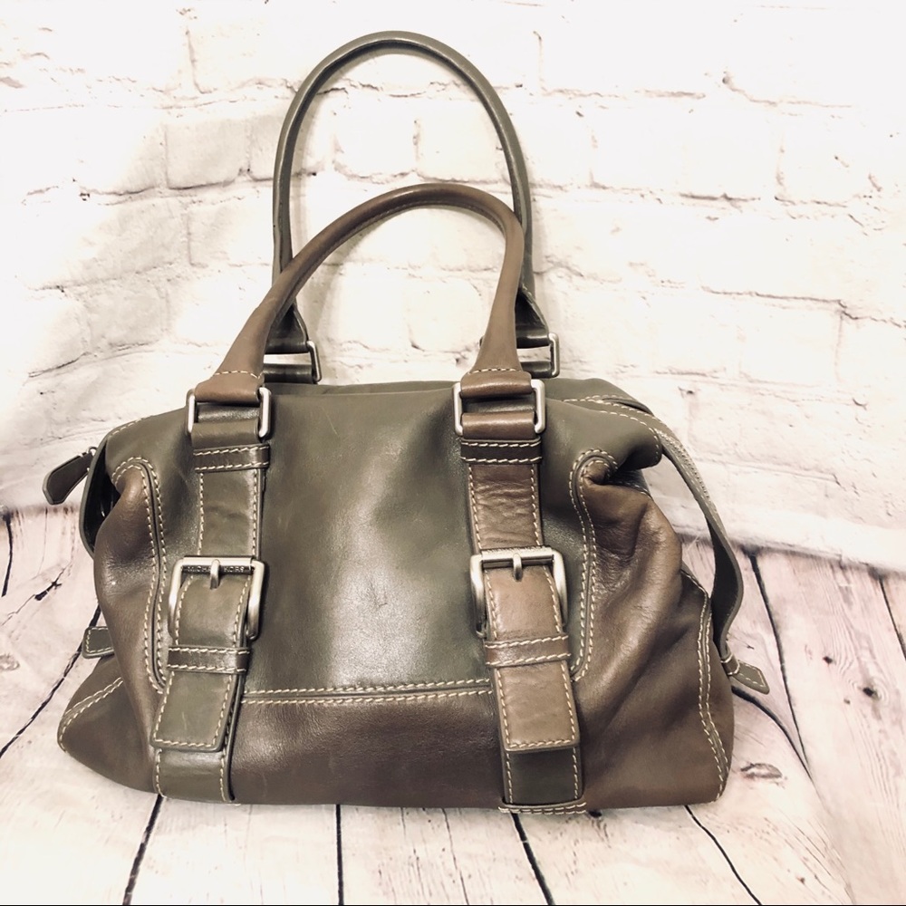 MICHAEL KORS GREY LEATHER SATCHEL WOMENS HANDBAG